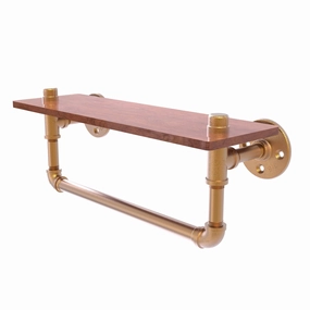 16" Ironwood Shelf with Towel Bar, Brushed Bronze Finish