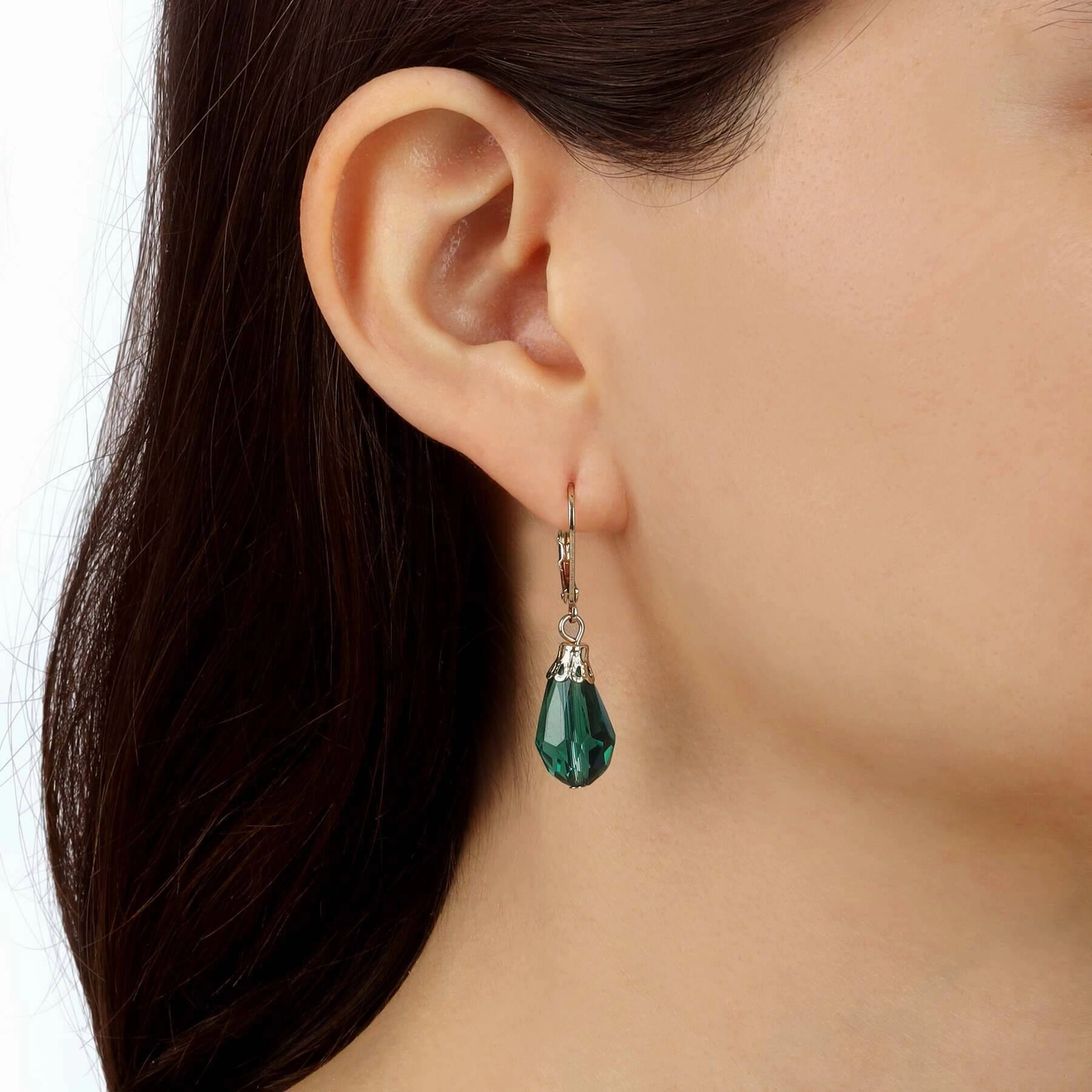 1928 Jewelry Teardrop Crystal Bead Allure Drop Earrings