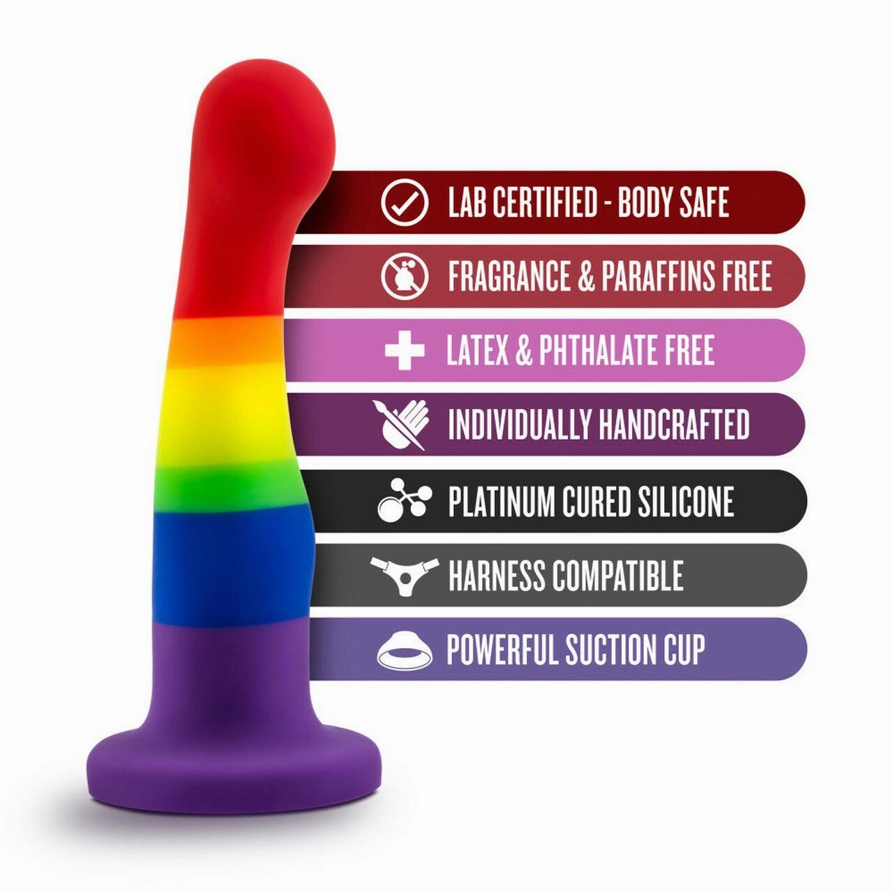 6 Inch Pride Rainbow Dildo with Suction Cup Butt Plug Adult Sex Toy for Gay/Lesbian Couple