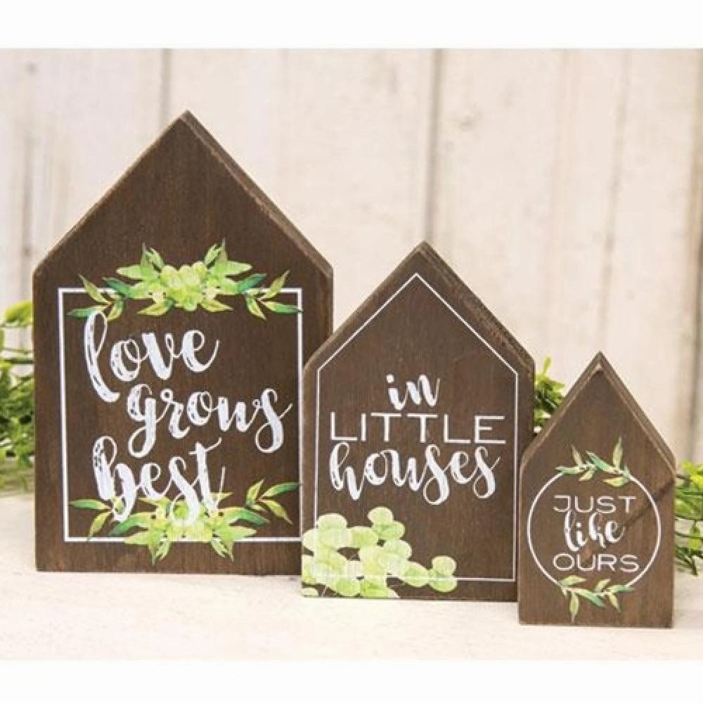 *3/Set Love Grows Best In Little Houses Blocks