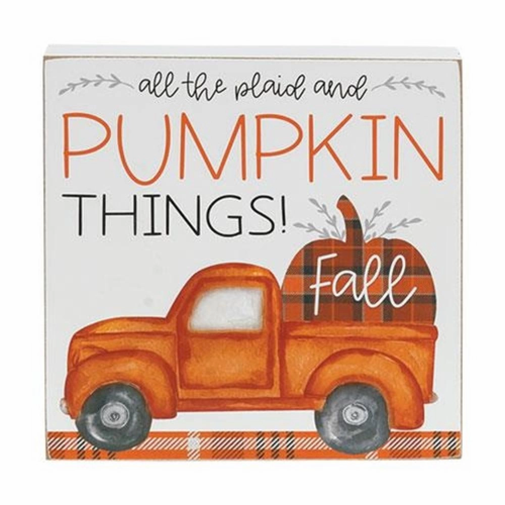 *All The Plaid and Pumpkin Things Box Sign