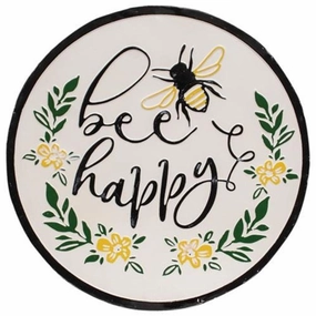 *Bee Happy Distressed Enamel Sign