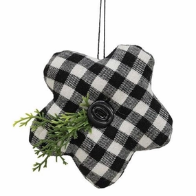 *Black & White Buffalo Check Stuffed Felt Flower Ornament