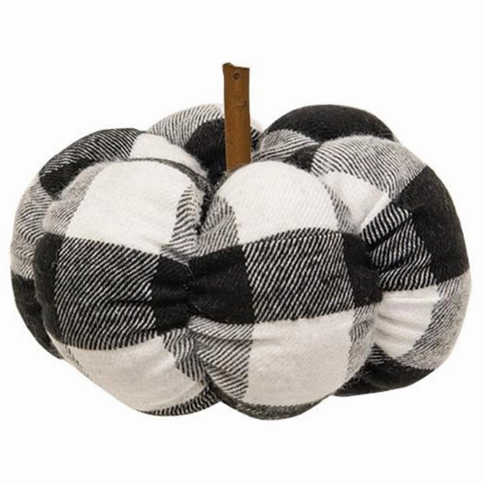 *Black & White Buffalo check Stuffed Pumpkin 4"