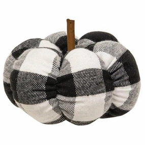 *Black & White Buffalo check Stuffed Pumpkin 4"