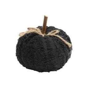 *Black Chenille Stuffed Pumpkin 3"