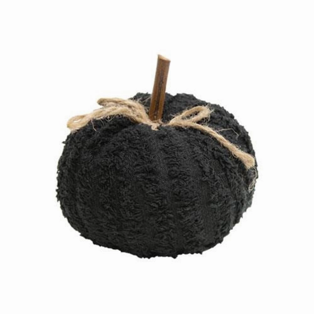 *Black Chenille Stuffed Pumpkin 3"