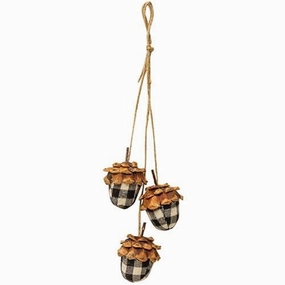 *Black/White Plaid Acorn Drop Ornament