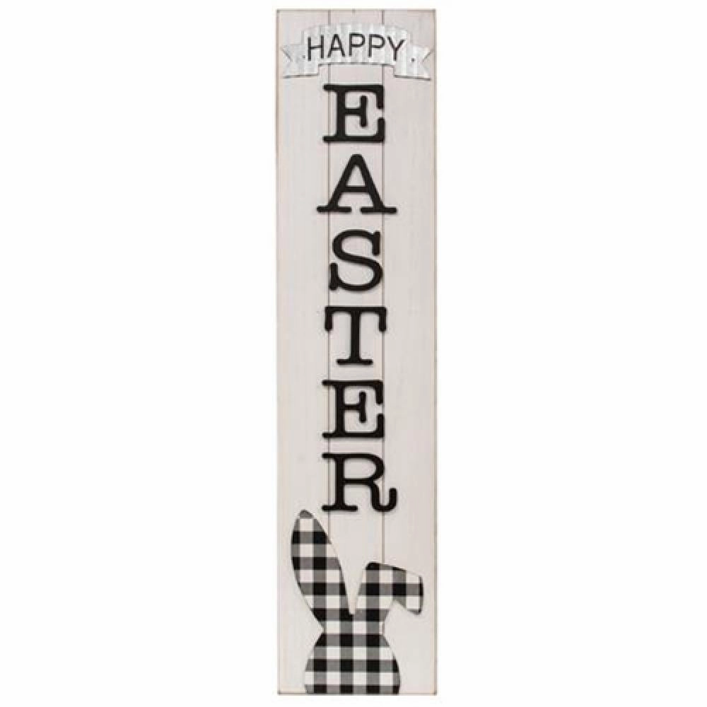 *Buffalo Check Bunny Happy Easter Sign w/Easel