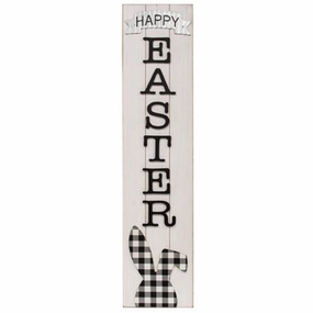 *Buffalo Check Bunny Happy Easter Sign w/Easel