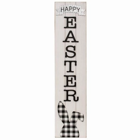 *Buffalo Check Bunny Happy Easter Sign w/Easel