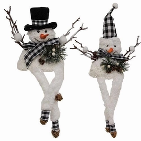 *Buffalo Check Dangle Leg Snowman Sitter 2 Asstd.