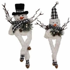 *Buffalo Check Dangle Leg Snowman Sitter 2 Asstd.