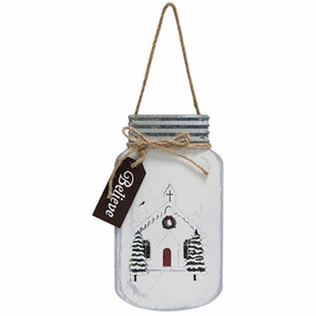 *Christmas Church Mason Jar Hanger