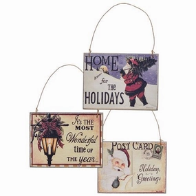 *Christmas Postcard Ornament 3 Asstd.