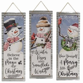 *Christmas Snowman Metal Signs 3 Asstd.