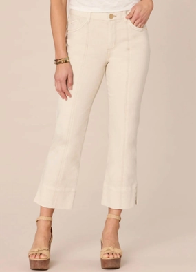 "ab"solution High Rise Kick Flare Pant With Center Seam In Beige