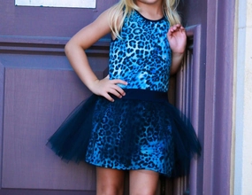 "cooper" Cheetah Print Dress For Toddlers In Blue