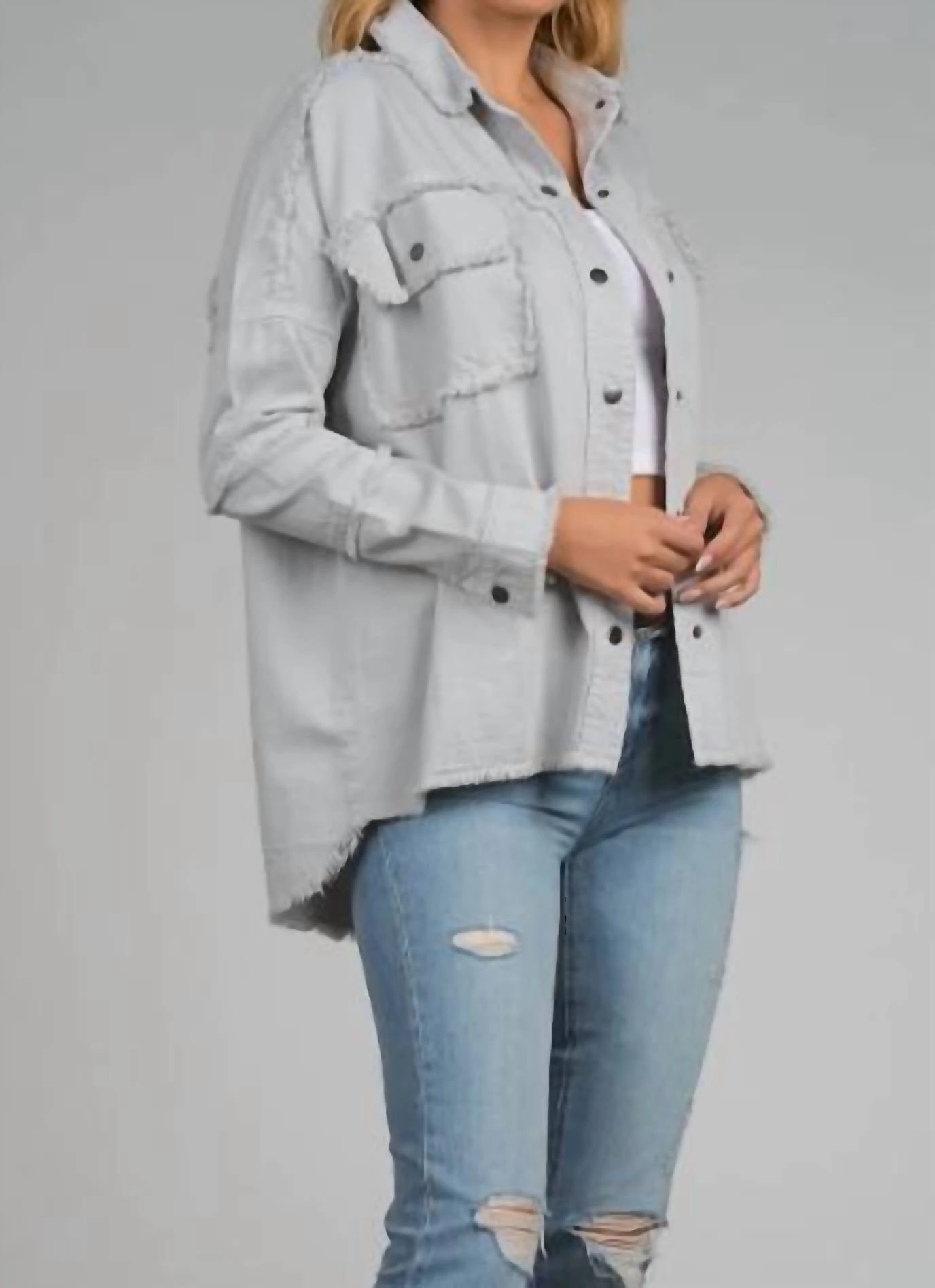 "devon" Rock & Roll Jacket In Pale Grey