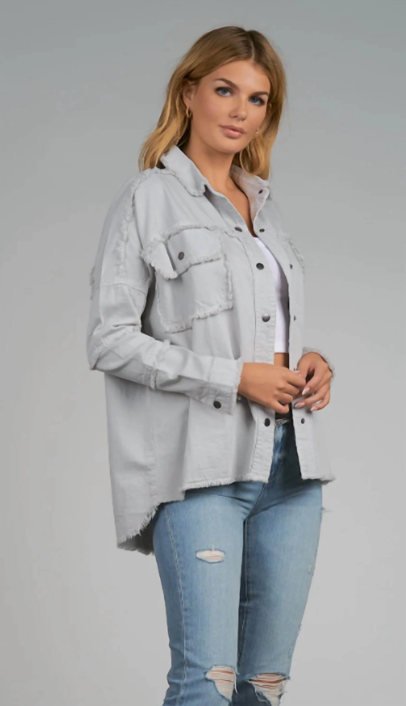 "devon" Rock & Roll Jacket In Pale Grey