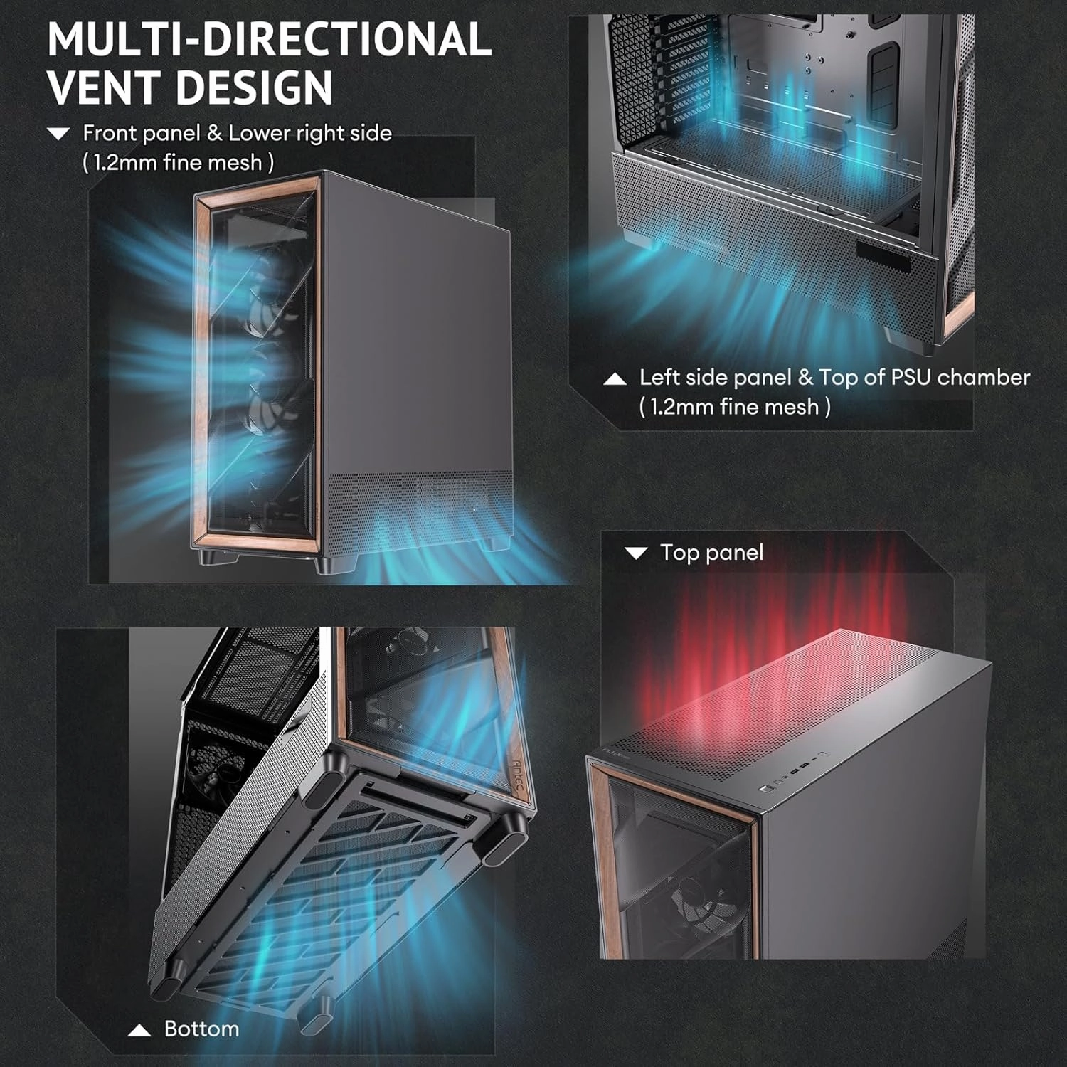 Antec FLUX Pro Flow Luxury Full-Tower E-ATX Case Black w/6 x PWM Fans