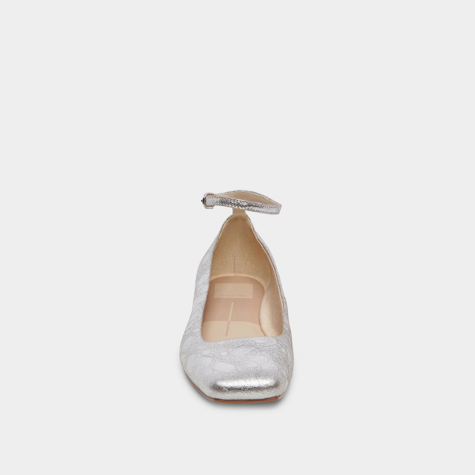 ASHYA BALLET FLATS SILVER DISTRESSED LEATHER