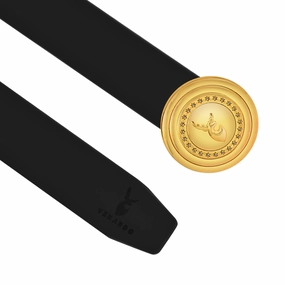 Aura Gold Diamond Buckle Leather Belt For Men