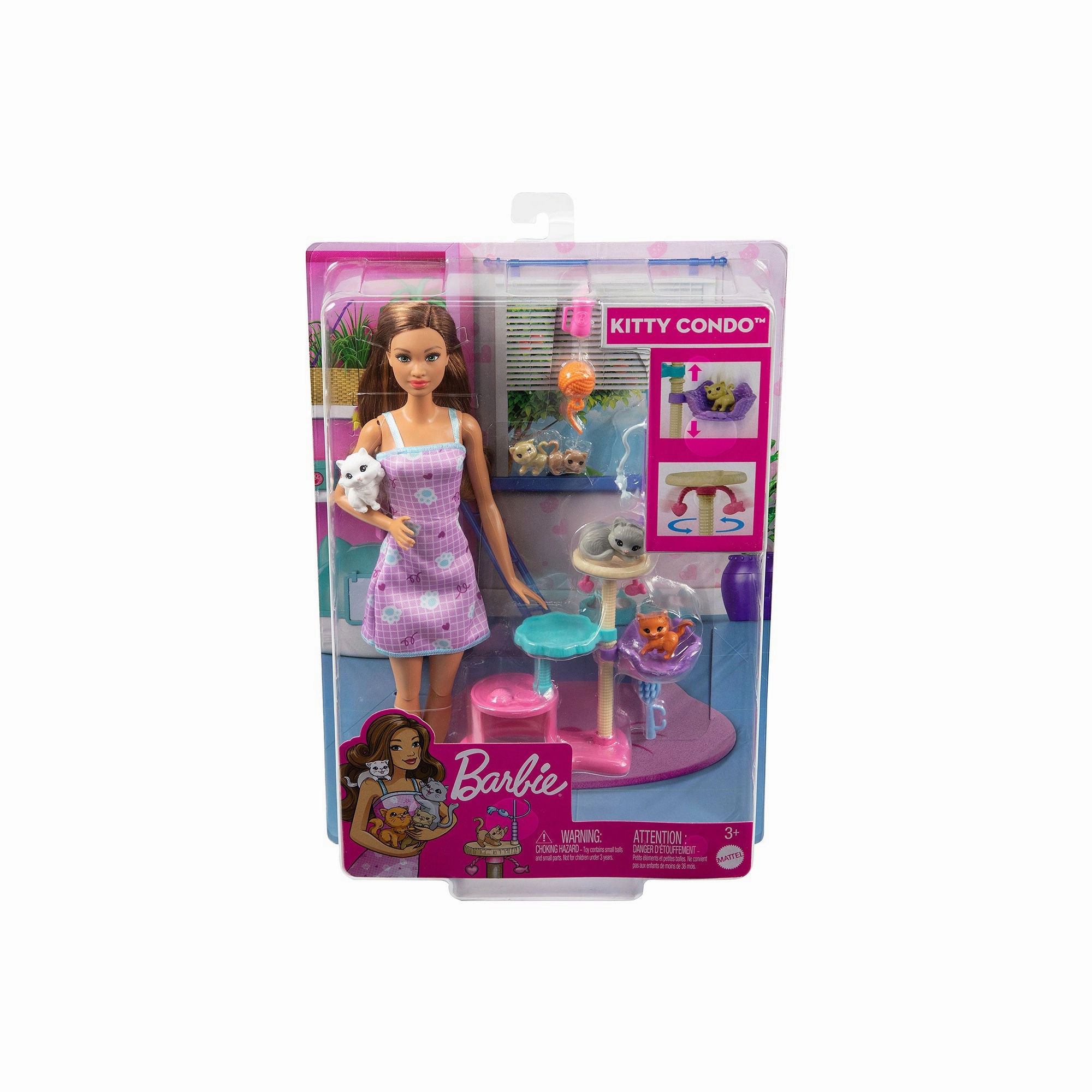 Barbie Kitty Condo Doll And Pets With Accessories, Toy For 3 Year Olds & Up