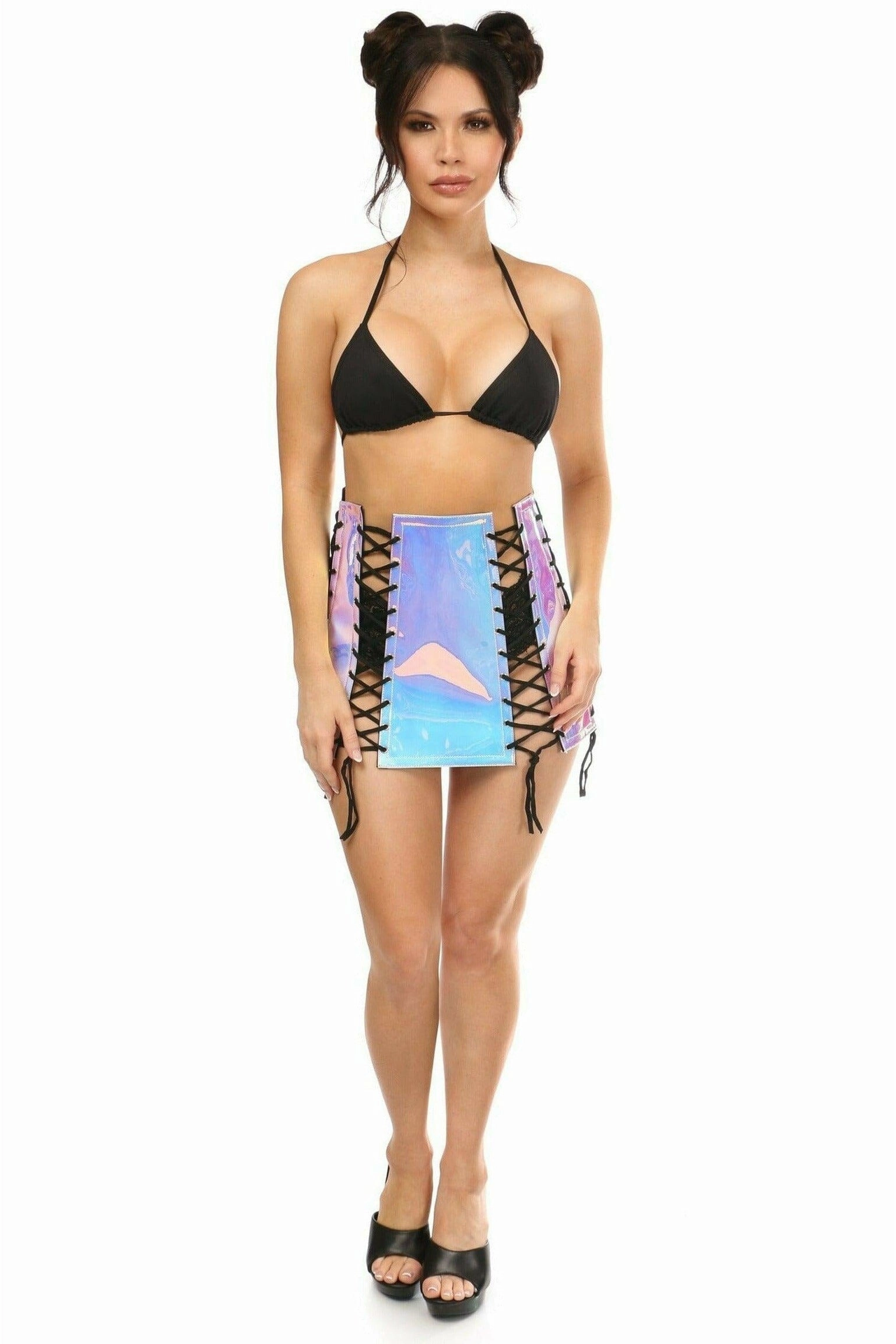 Blue/Purple Holo Lace-Up Skirt