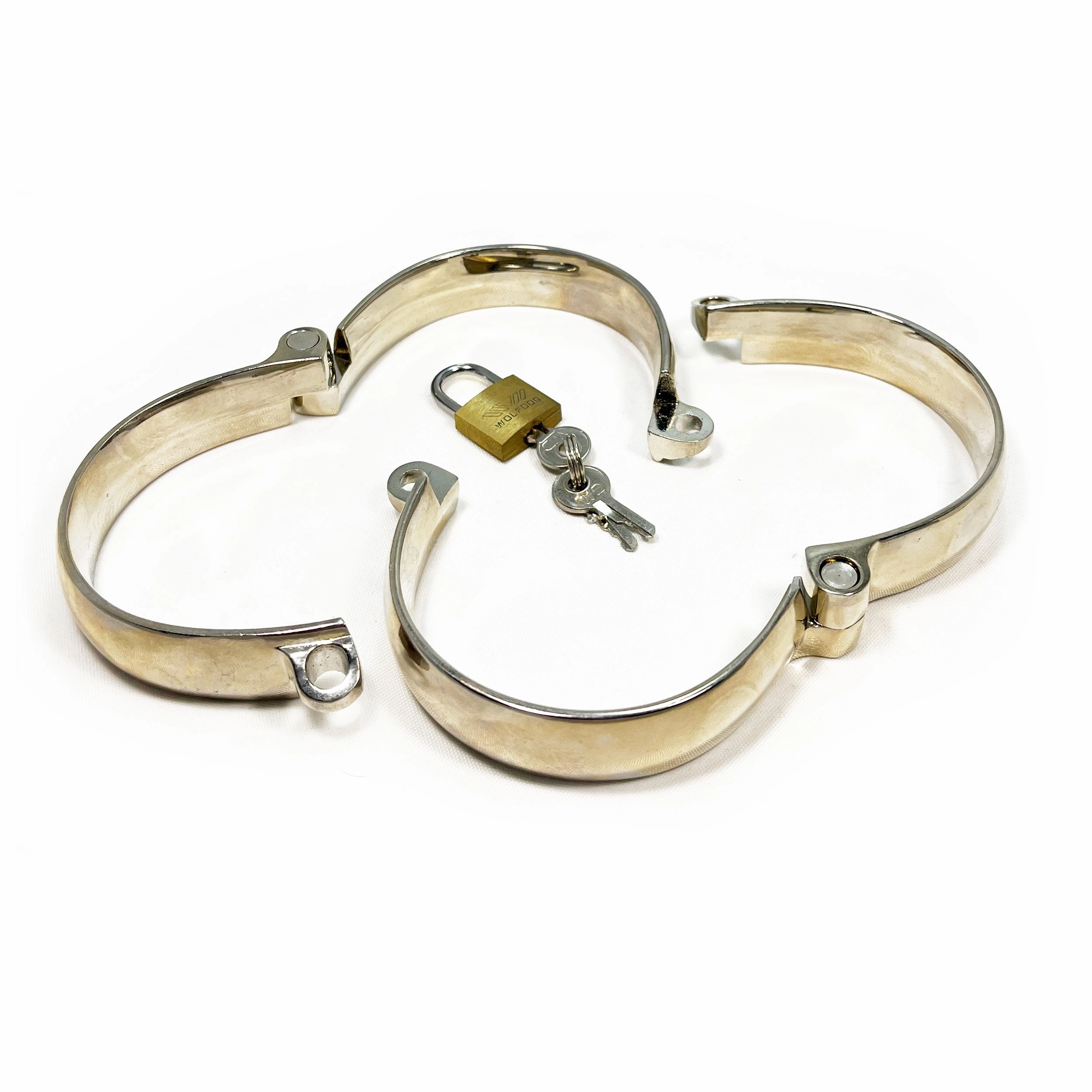 BONDAGE METAL SHACKLE LOCKABLE MALE WRIST RESTRAINTS FOR FETISH KINK PLAY - Large