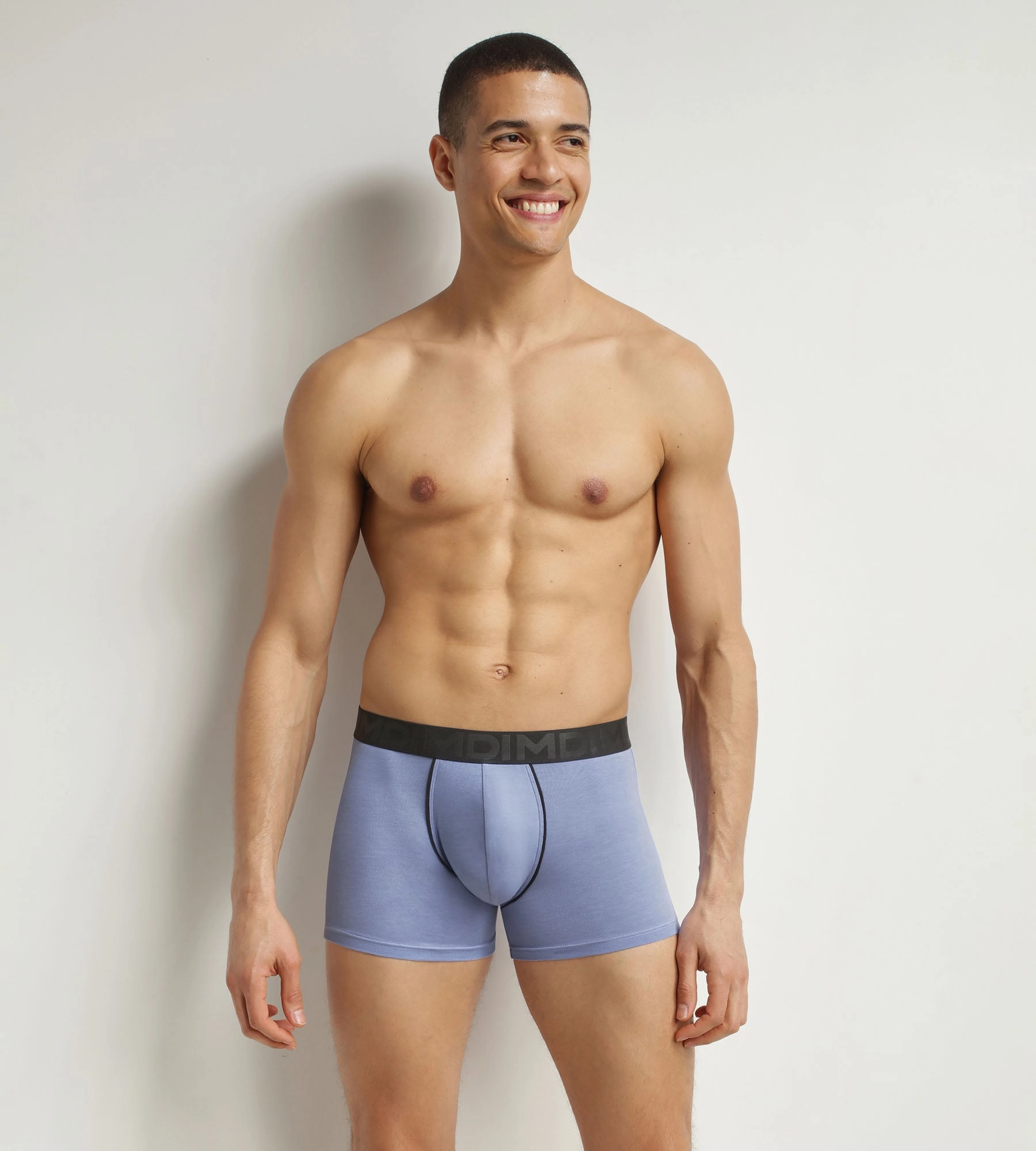 Boxer homme en coton modal à ceinture contrastée Bleu Dim Classic