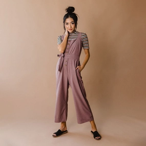 Buttoned Up Overall Jumpsuit, Heather Maroon
