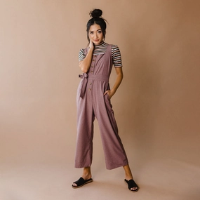 Buttoned Up Overall Jumpsuit, Heather Maroon