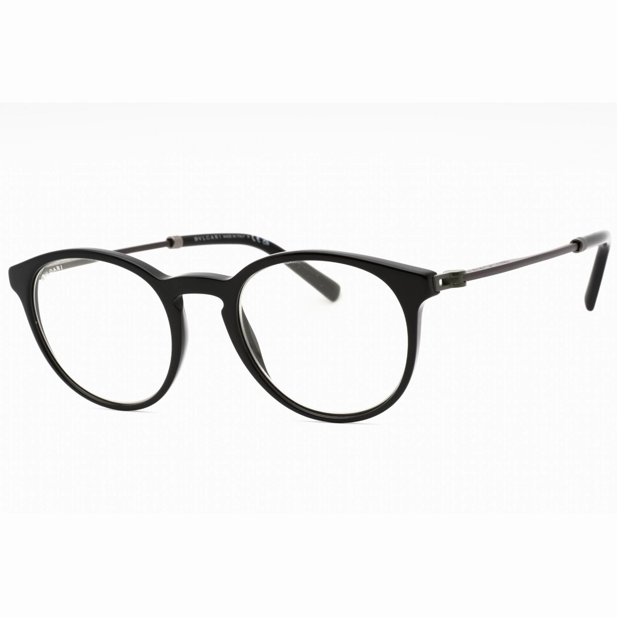 Bvlgari Men's Eyeglasses - Black Plastic Full Rim Round Shape Frame | 0BV3052 5518