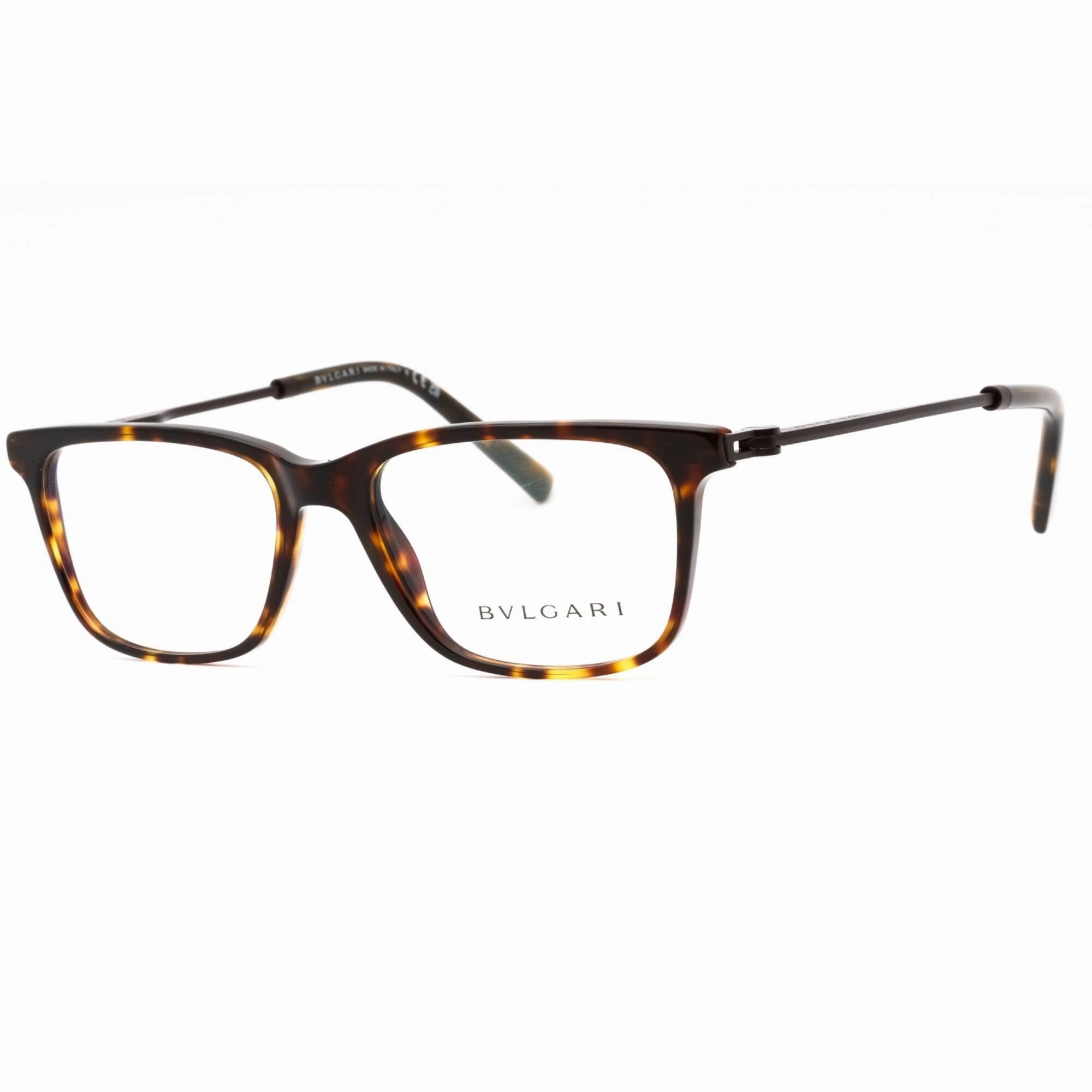 Bvlgari Men's Eyeglasses - Dark Havana Plastic Full Rim Rectangular | 0BV3053 504