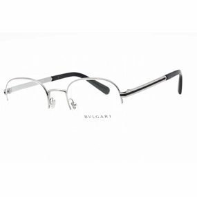 Bvlgari Men's Eyeglasses - Gunmetal Metal Half Rim Oval Frame Clear Lens | 0BV1114 103