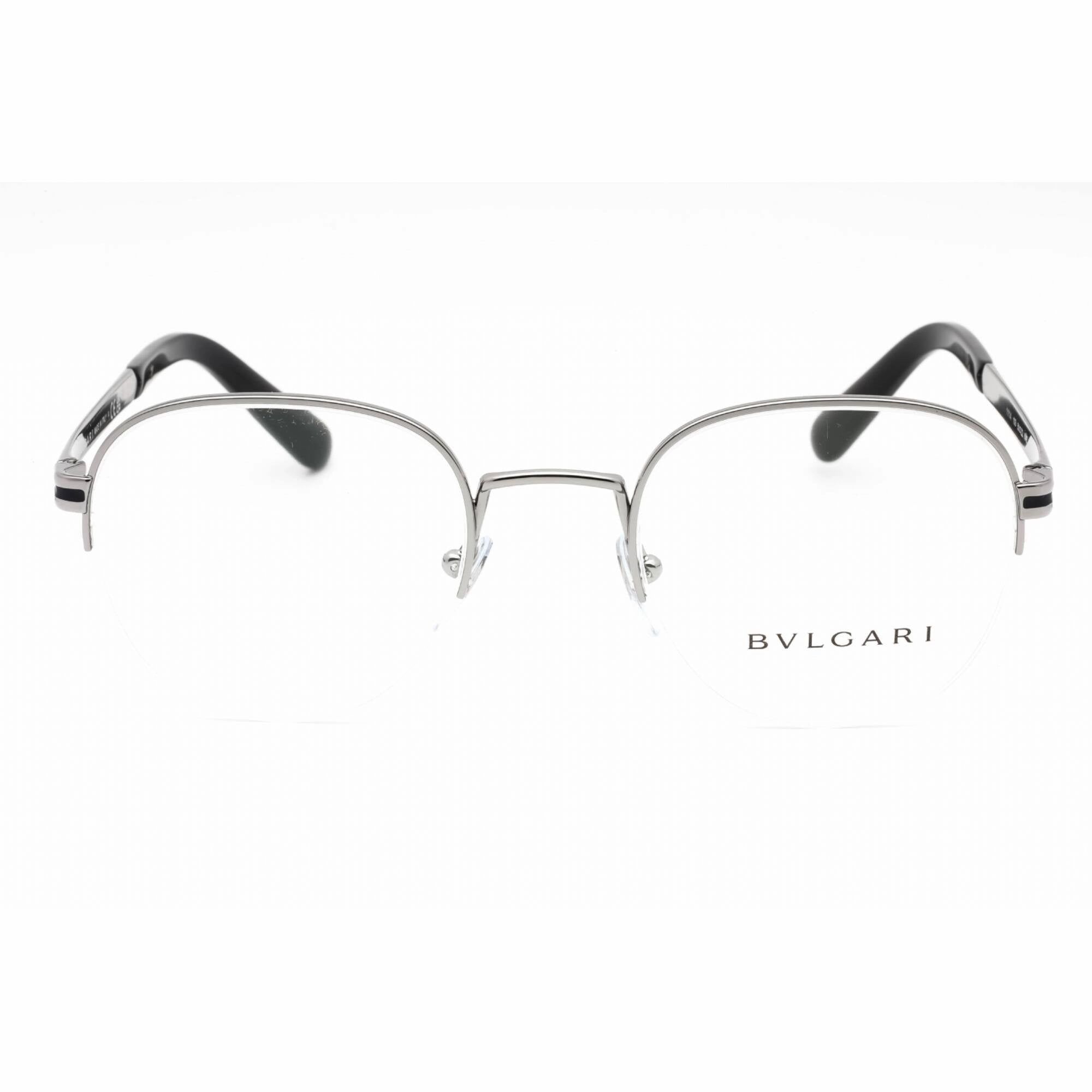 Bvlgari Men's Eyeglasses - Gunmetal Metal Half Rim Oval Frame Clear Lens | 0BV1114 103