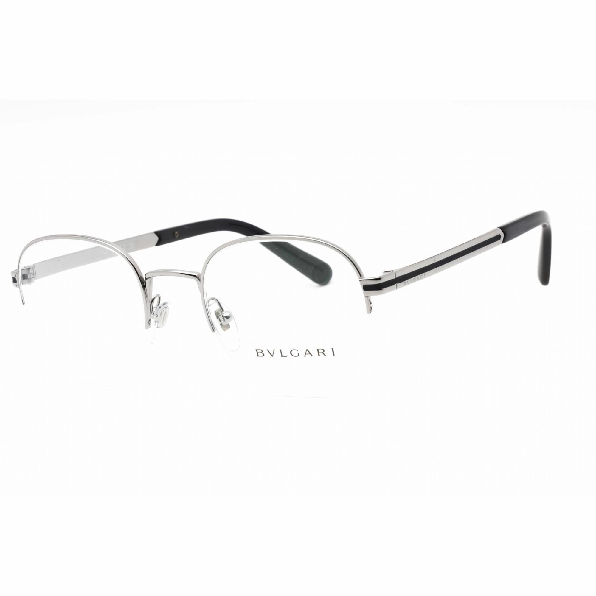 Bvlgari Men's Eyeglasses - Gunmetal Metal Half Rim Oval Frame Clear Lens | 0BV1114 103