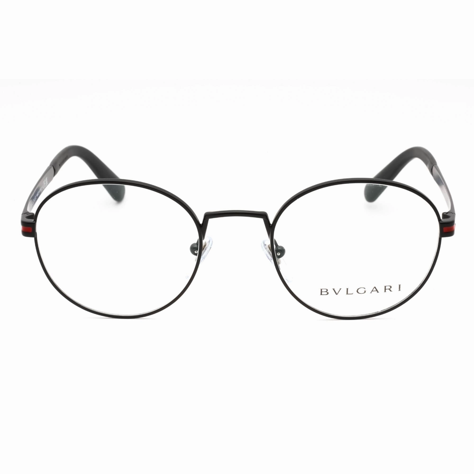 Bvlgari Men's Eyeglasses - Matte Black Metal Full Rim Round 52mm Frame | 0BV1119 128