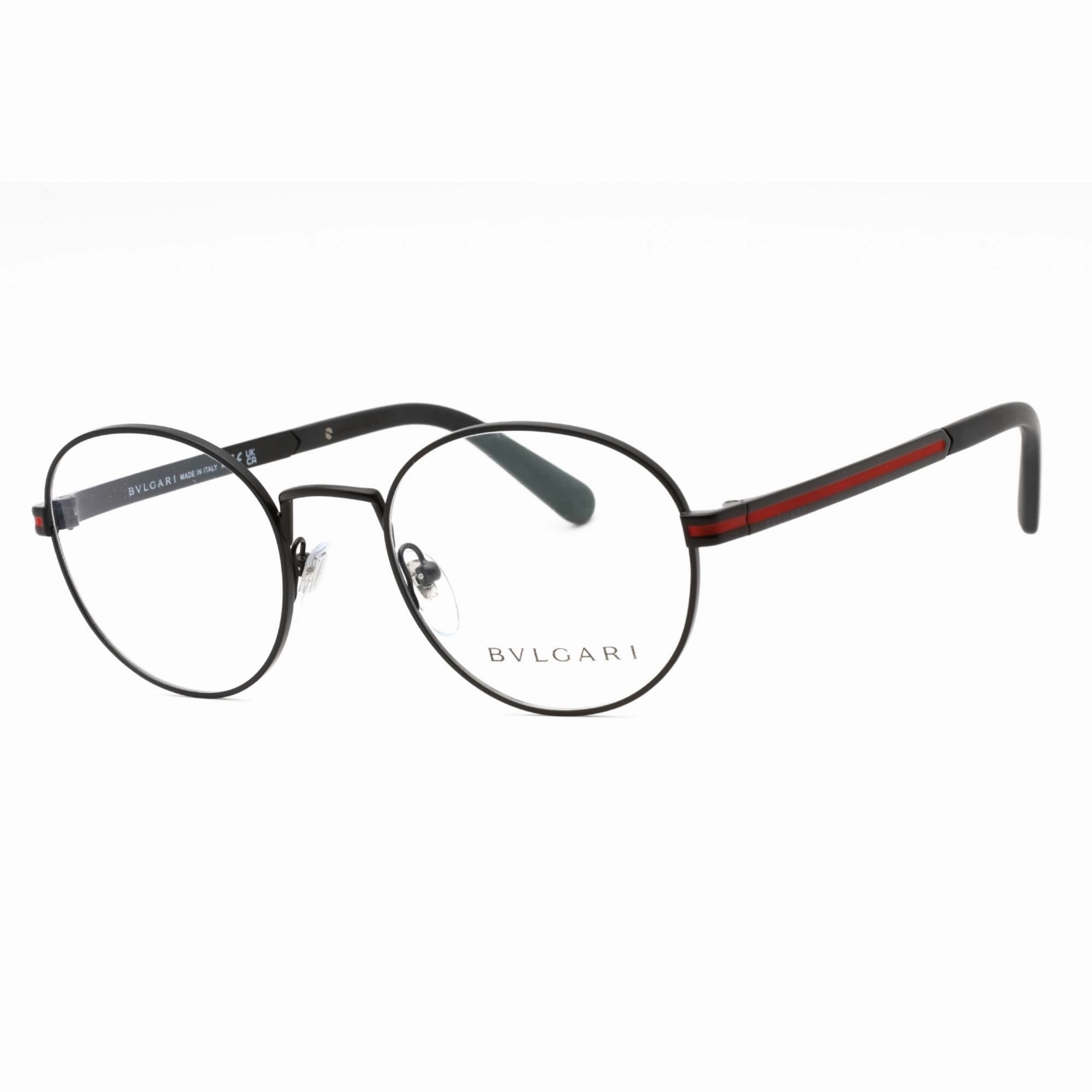 Bvlgari Men's Eyeglasses - Matte Black Metal Full Rim Round 52mm Frame | 0BV1119 128