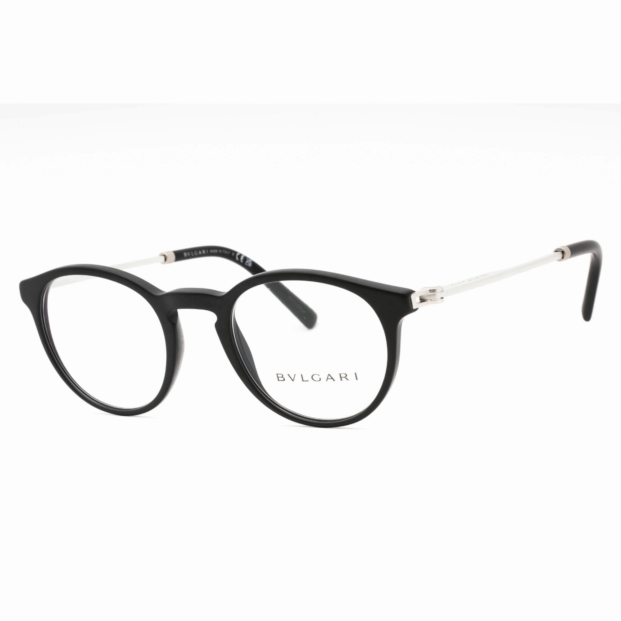 Bvlgari Men's Eyeglasses - Matte Black Plastic Full Rim Round Frame | 0BV3052 5313