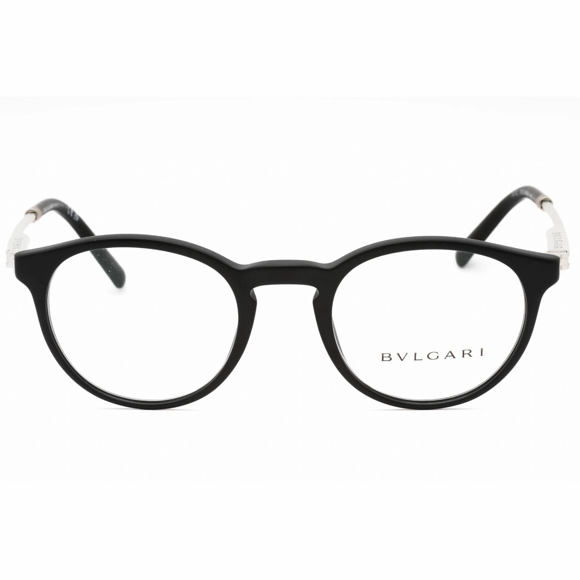Bvlgari Men's Eyeglasses - Matte Black Plastic Full Rim Round Frame | 0BV3052 5313