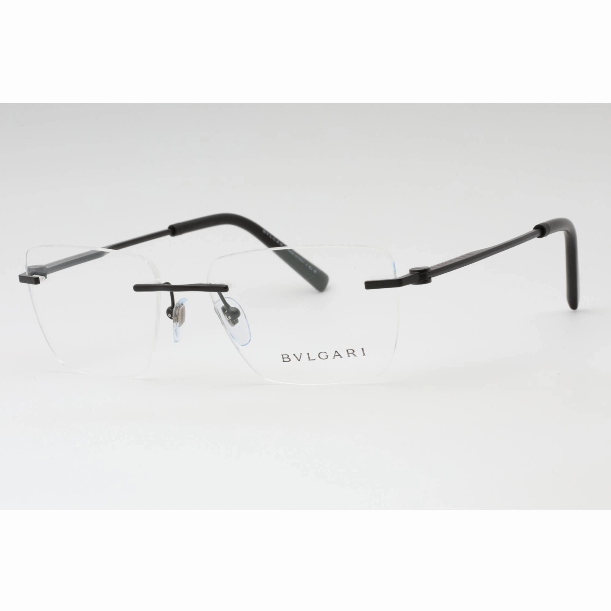 Bvlgari Men's Eyeglasses - Matte Black Rimless Rectangular 57mm Frame | 0BV1122 128