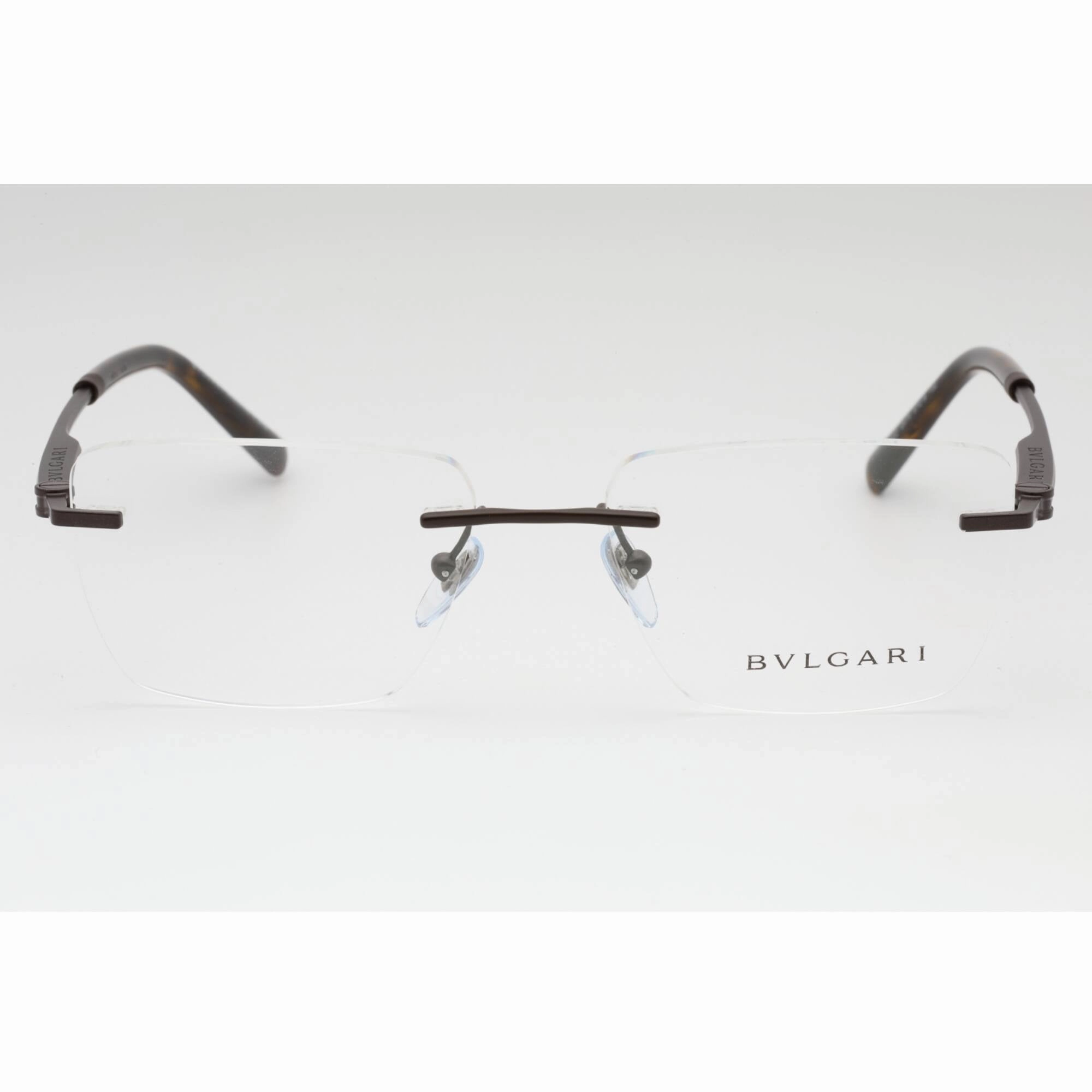 Bvlgari Men's Eyeglasses - Matte Brown Rimless Rectangular 57mm Frame | 0BV1122 2073