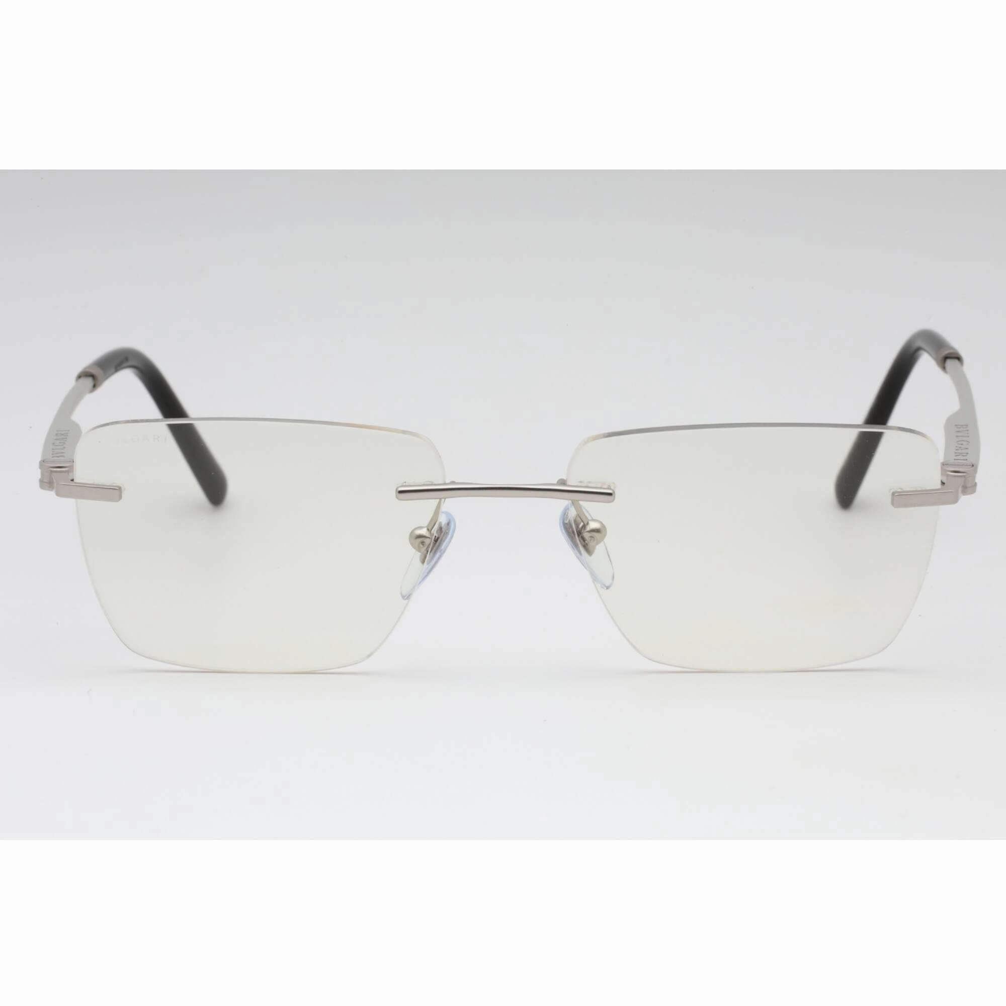 Bvlgari Men's Eyeglasses - Matte Silver Rimless Rectangular 57mm Frame | 0BV1122 2072