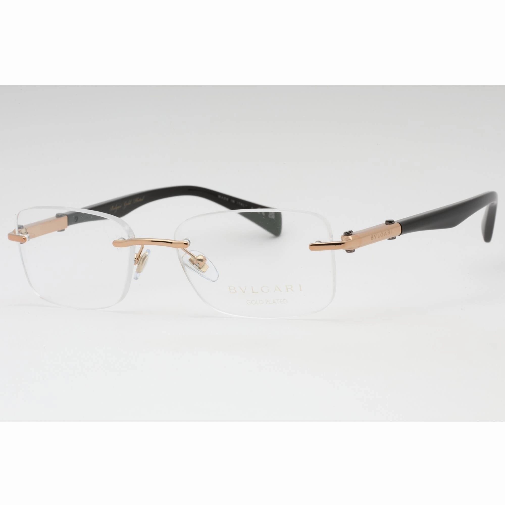 Bvlgari Men's Eyeglasses - Pink Gold Plated Rimless Rectangular Frame | 0BV1078K 395