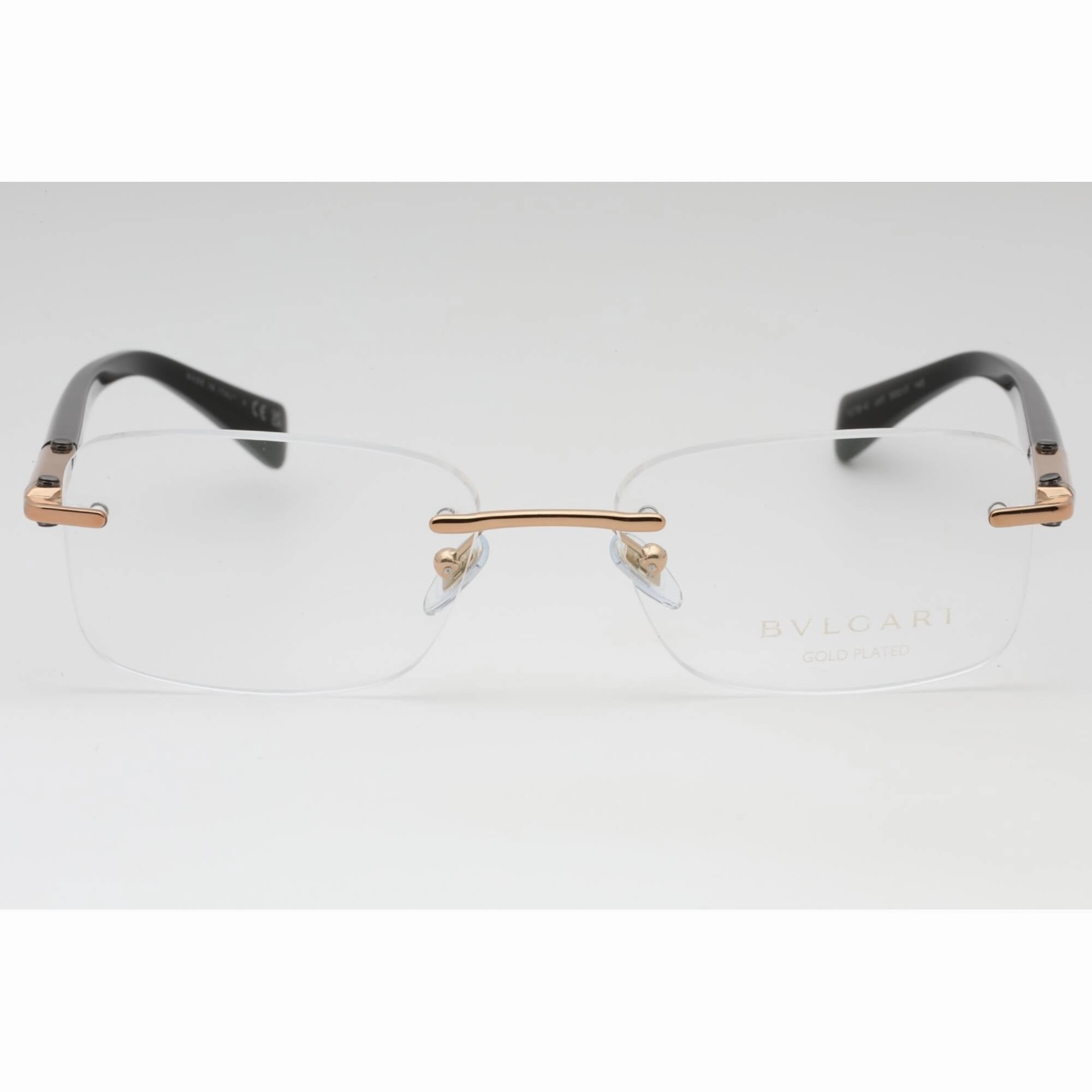 Bvlgari Men's Eyeglasses - Pink Gold Plated Rimless Rectangular Frame | 0BV1078K 395