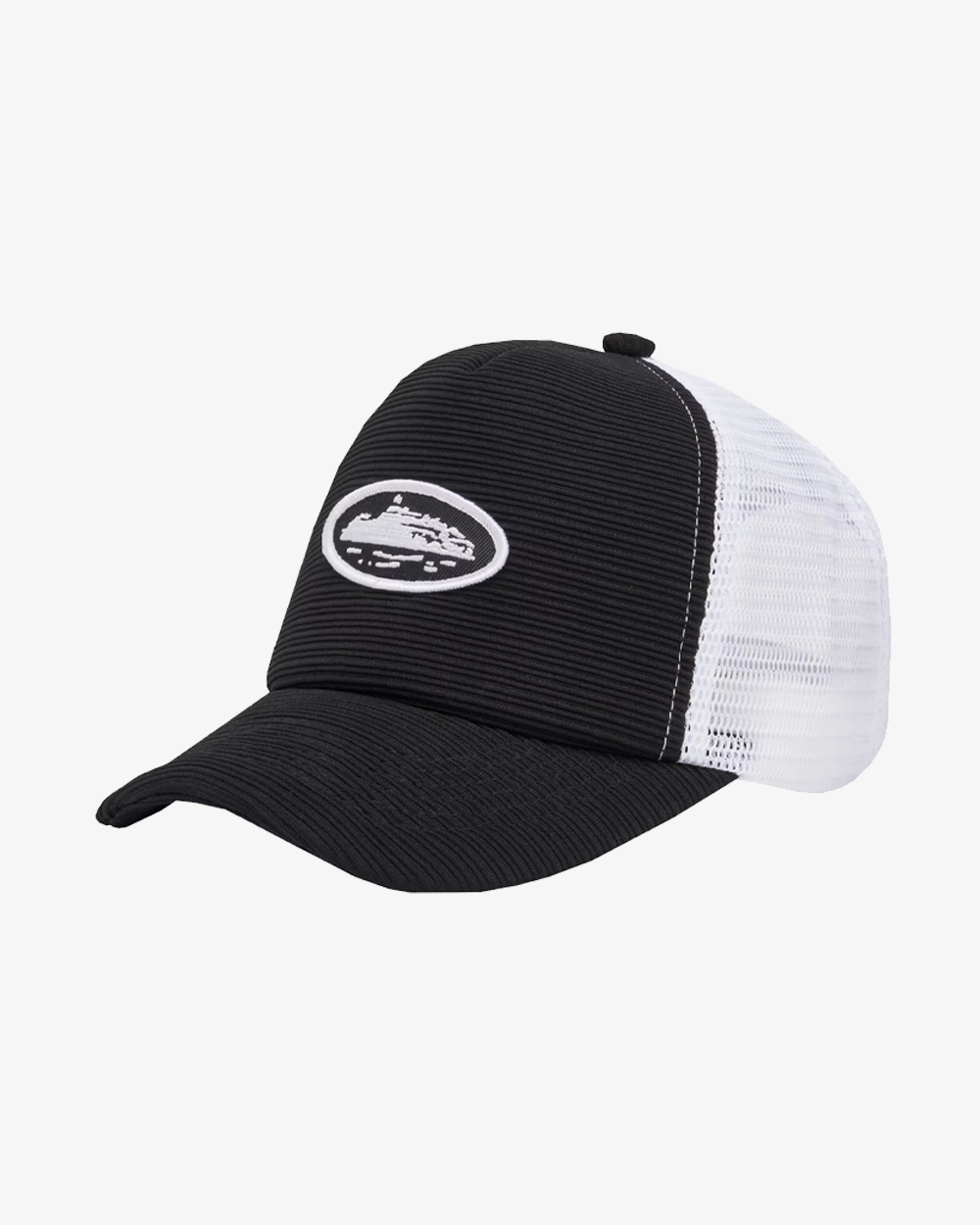 CORTEIZ SS24 SHORT PEAK TRUCKER HAT BLACK
