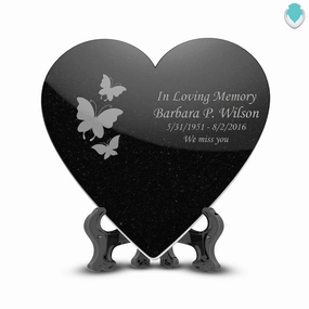 Custom Engraved Black Granite Plaque - Heart