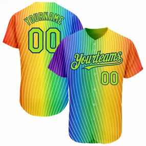 Custom Rainbow For Pride Month Love Is Love LGBT 3D Authentic Baseball Jersey